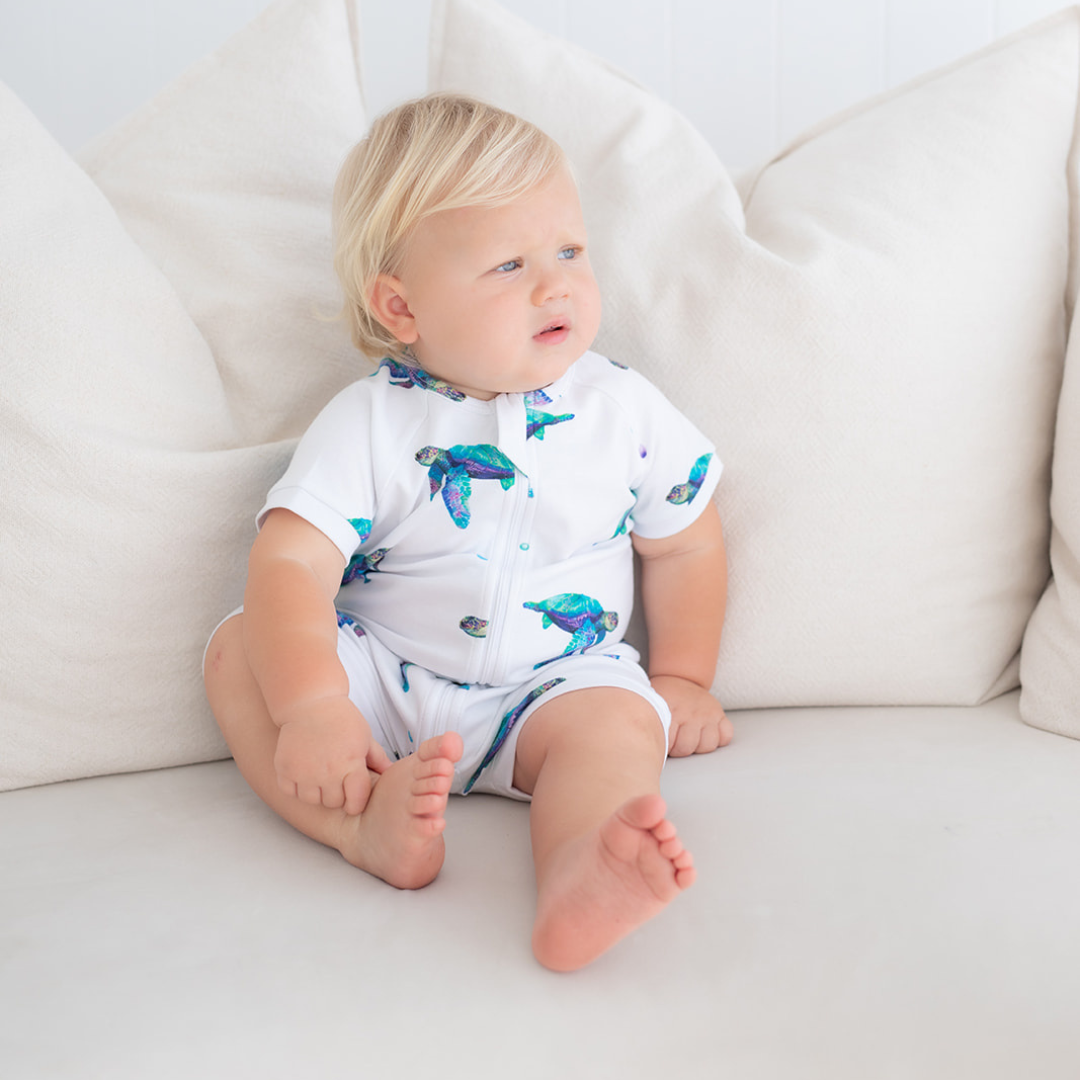 SAMPLE Short Romper - Sea Turtle