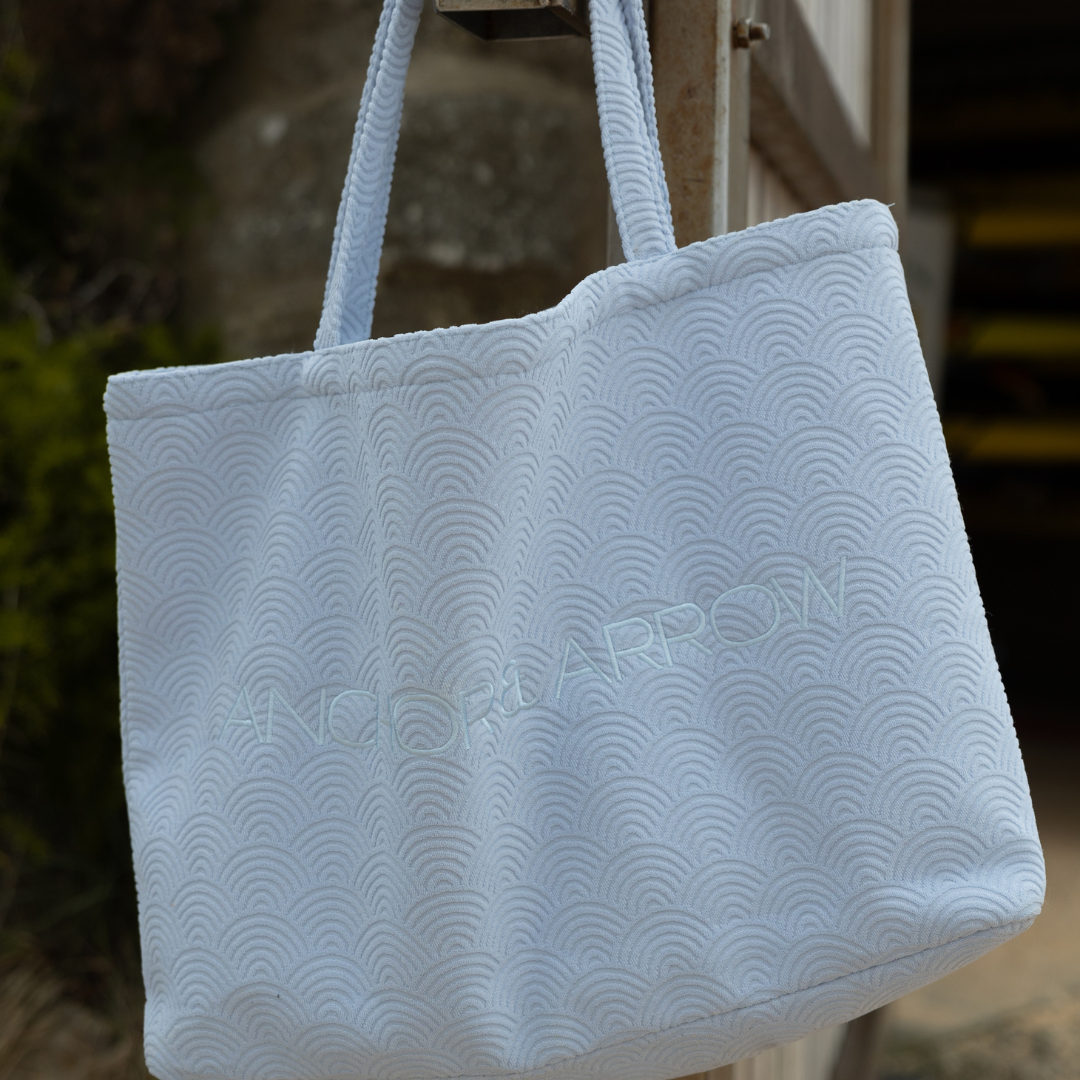 Terry Towel Beach Bag & Clutch | Sky Blue