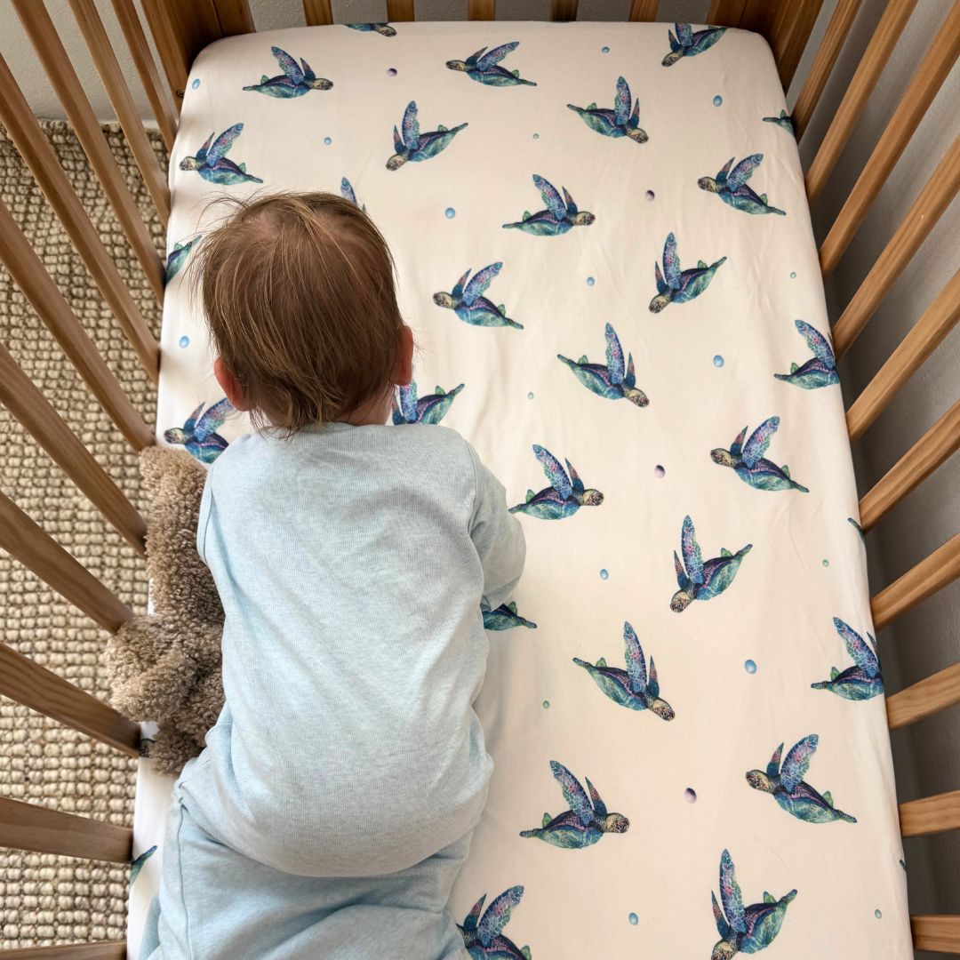 Jersey Cotton Cot Sheet Sea Turtles – Anchor Arrow Baby