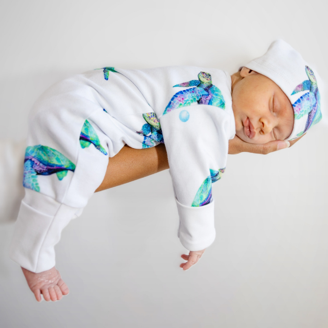 Long Zippy Romper - Sea Turtle