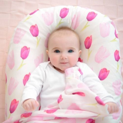Fitted Jersey Cotton Bassinet Sheet/Change Table Cover - "Love Tulips"