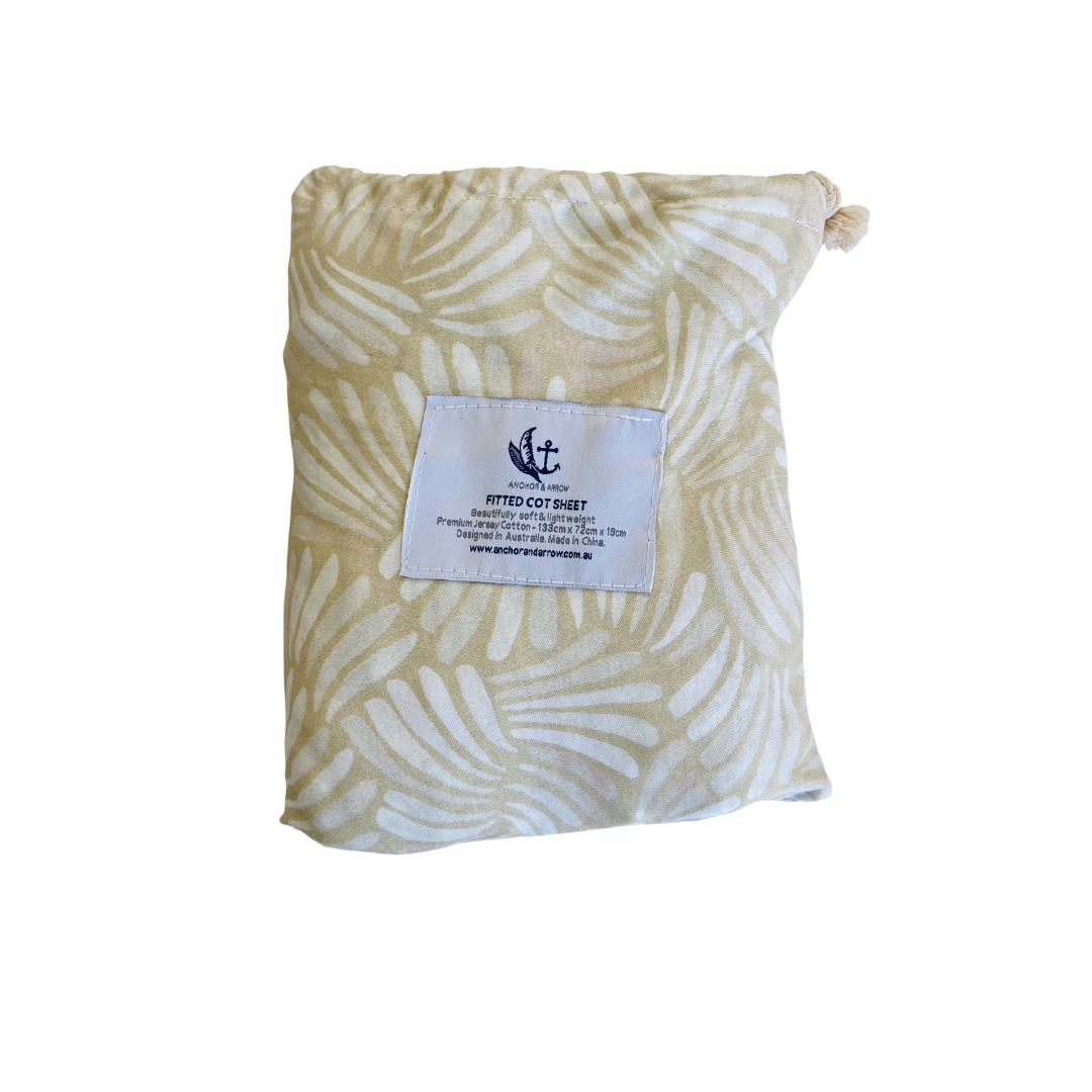 Jersey Cotton Cot Sheet - Sandy Shell