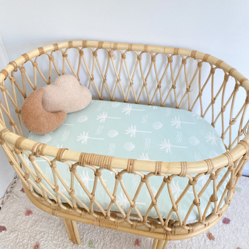 Fitted Jersey Cotton Bassinet Sheet/Change Table Cover | Sage Palm