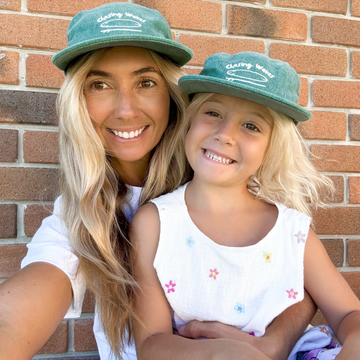 Matching Chasing Waves Cap Bundle - Stonewash Green