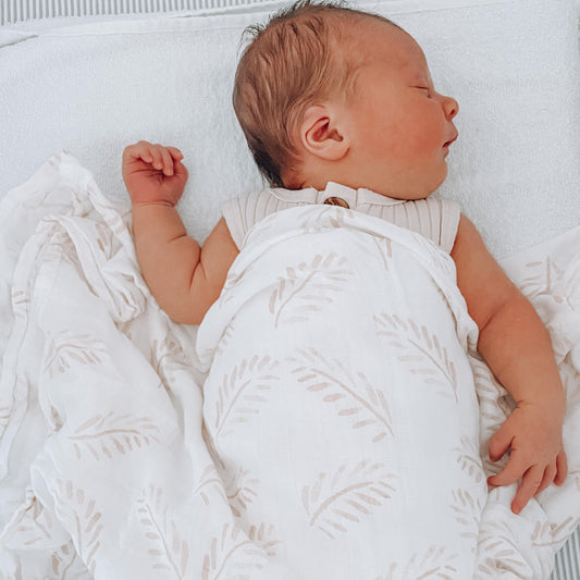 Organic Bamboo Cotton Swaddle | Gold Fern