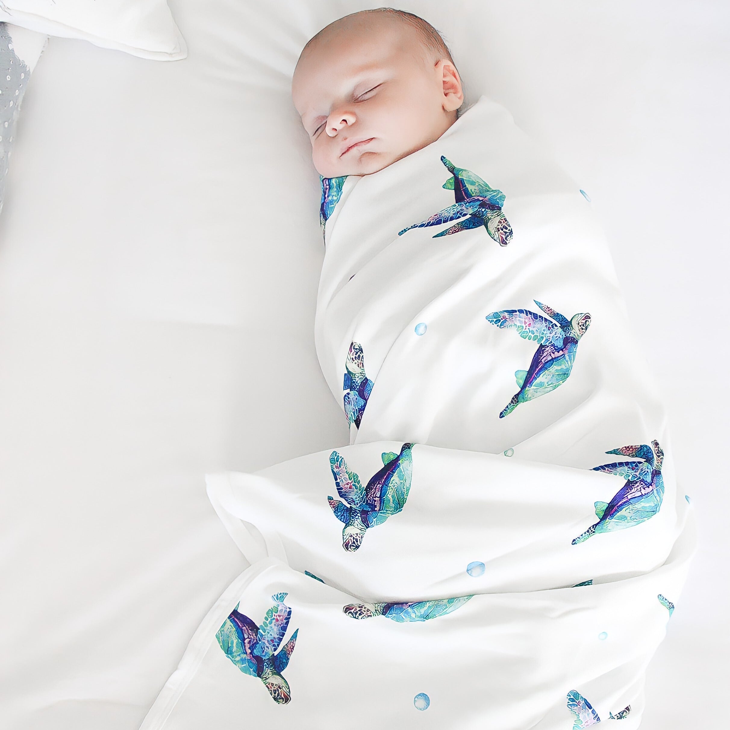 Jersey Swaddle & Beanie - Sea Turtles
