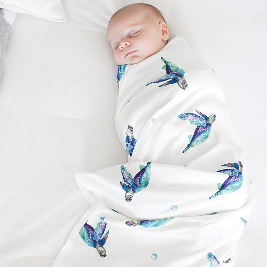 Jersey Swaddle & Beanie | Sea Turtles