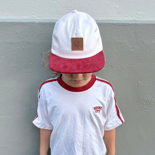 Cruiser Cap | Beige Canvas & Cherry Suede
