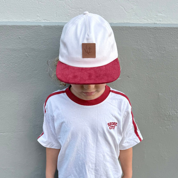 Cruiser Cap - Beige Canvas & Cherry Suede