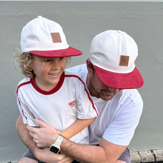 Matching Cruiser Cap - Beige/ Cherry Suede