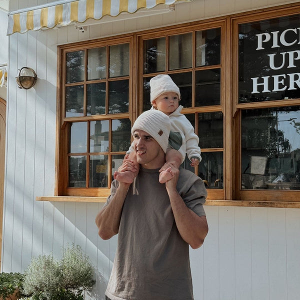 Father's Day Cotton Beanies - Sand