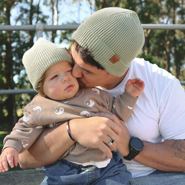 Father's Day Cotton Beanie - Sage