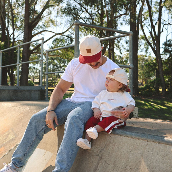 Father's Day Cruiser Cap - Beige/ Cherry Suede