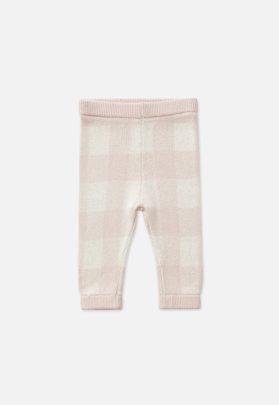 Knitted leggings - Ballet Pink Gingham
