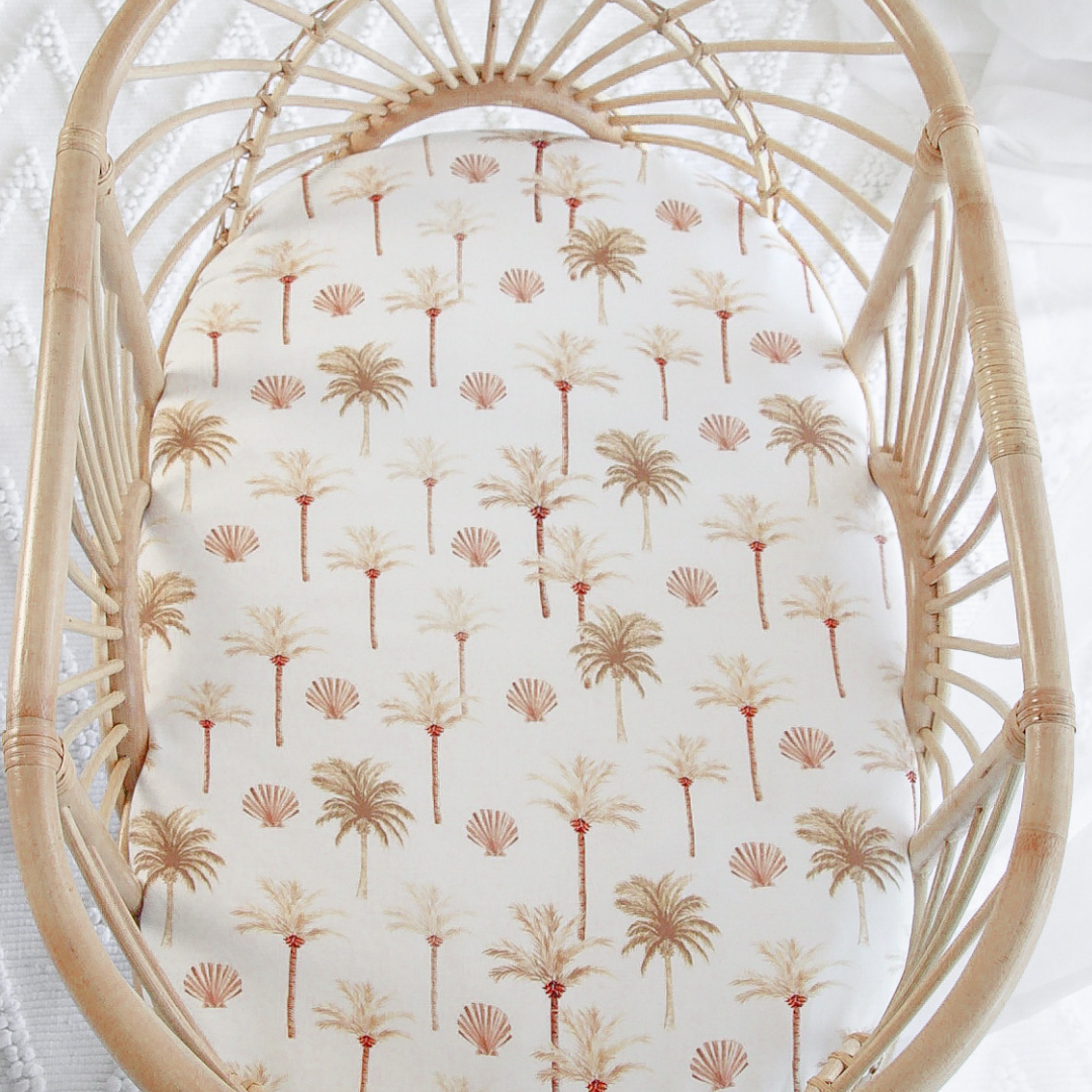 Fitted Jersey Cotton Bassinet Sheet/Change Table Cover - Summer Palm