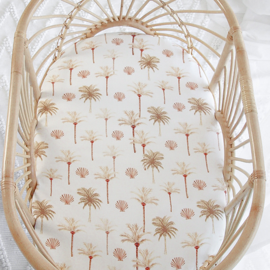 Fitted Jersey Cotton Bassinet Sheet/Change Table Cover | Summer Palm