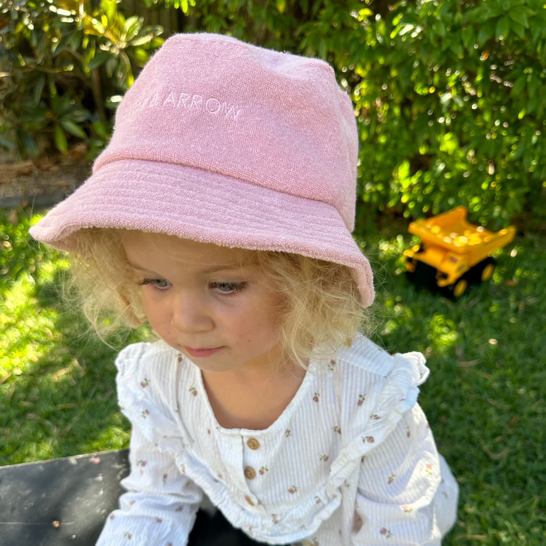 Terry Towelling Bucket Hat - Blush
