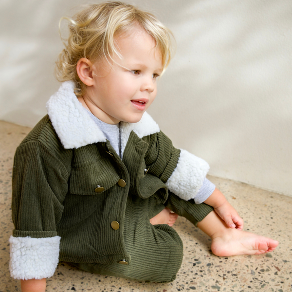 Corduroy Fleece Jacket - Olive