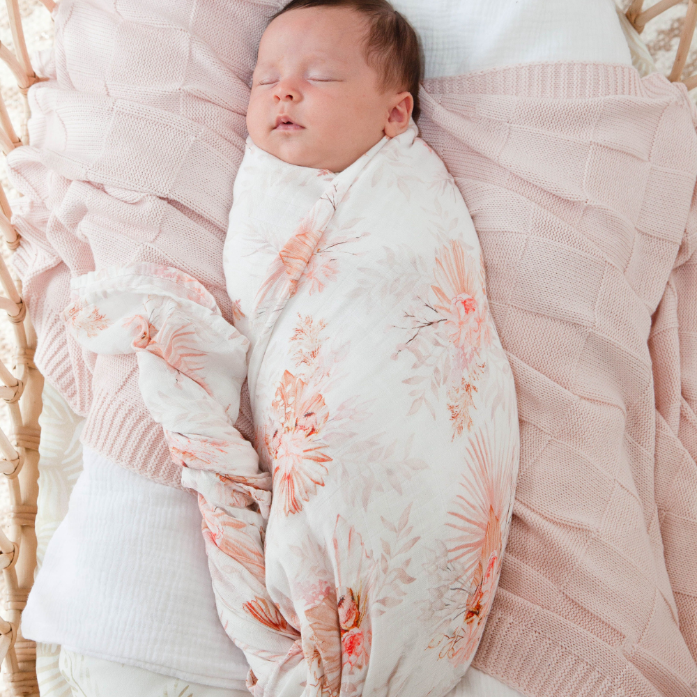 Pink knit baby blanket sale