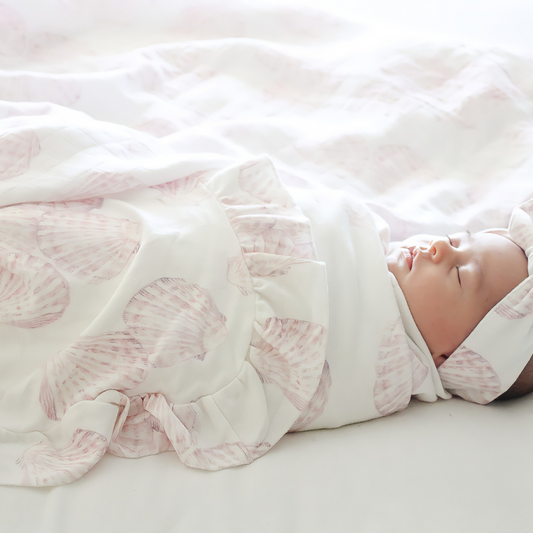 Jersey Swaddle & Top Knot | Sea Shells