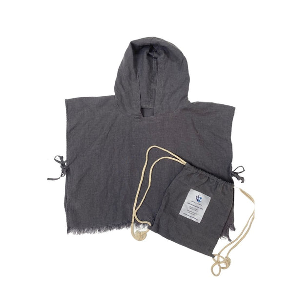 Linen Hooded Poncho Towel - Ink