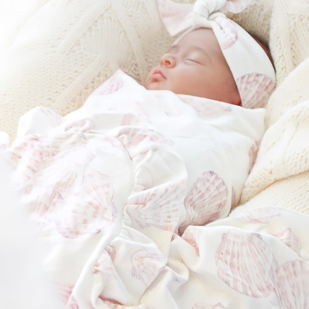 Jersey Swaddle & Top Knot - Sea Shells