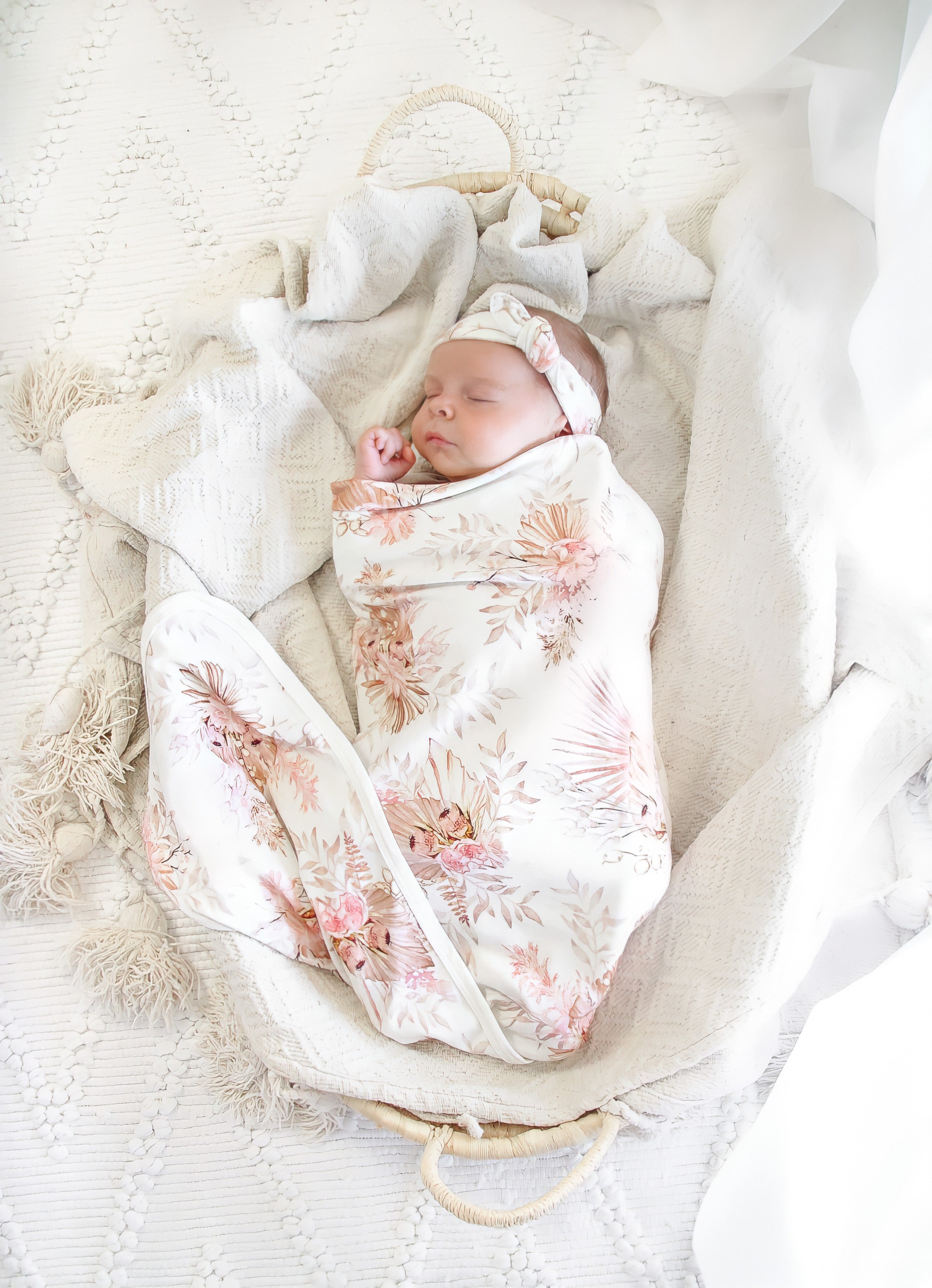 Jersey Swaddle & Top Knot - Native Bloom