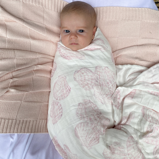 SAMPLE Organic Bamboo Cotton Swaddle (Sea Shells)