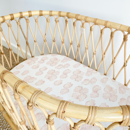 Fitted Jersey Cotton Bassinet Sheet/Change Table Cover | Sea Shell