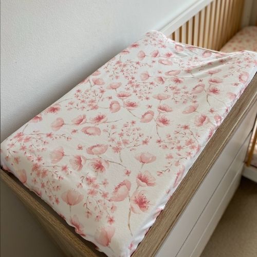 Fitted Jersey Cotton Bassinet sheet/Change Table Cover - Cherry Blossom