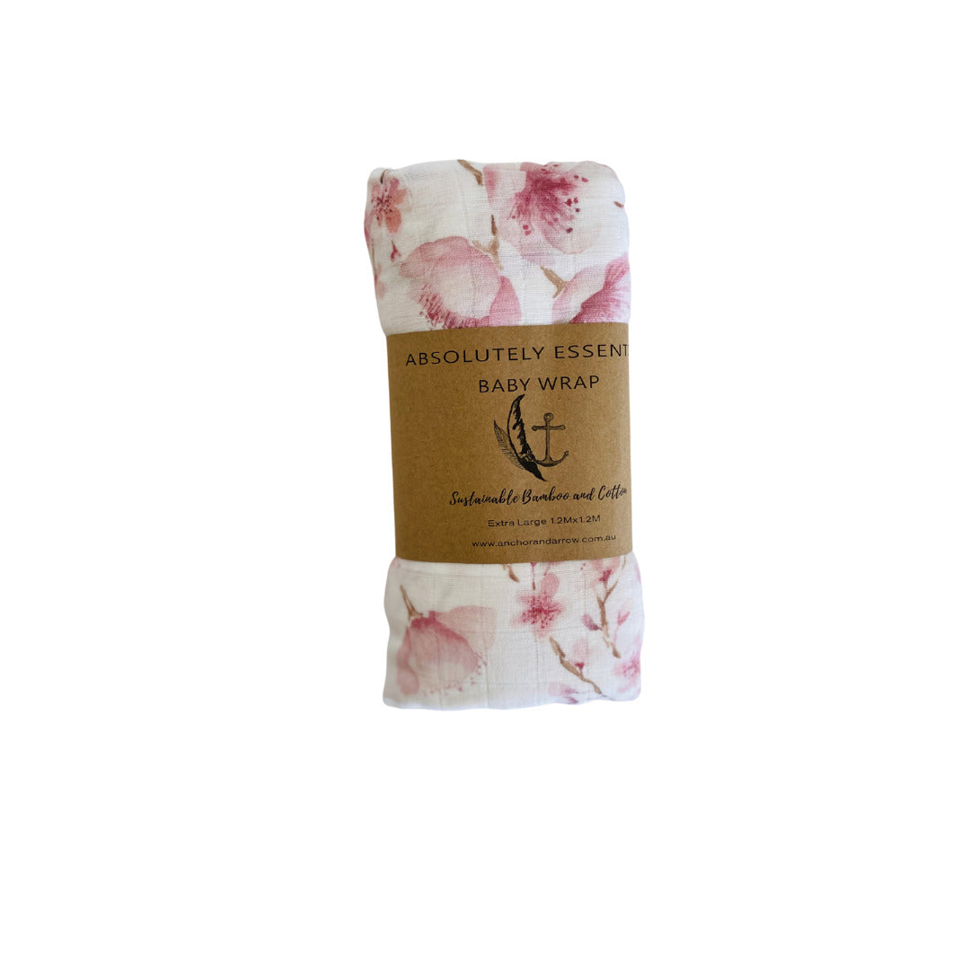 Organic Bamboo Cotton Swaddle - Cherry Blossom