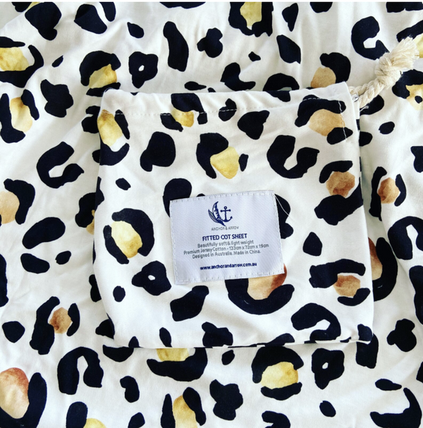 Jersey Cotton Cot Sheet - Leopard Print