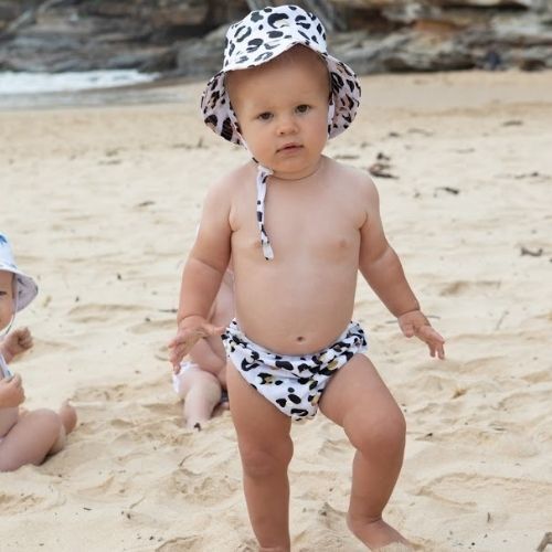 Baby Swim Hat & Wet Bag - Leopard Print