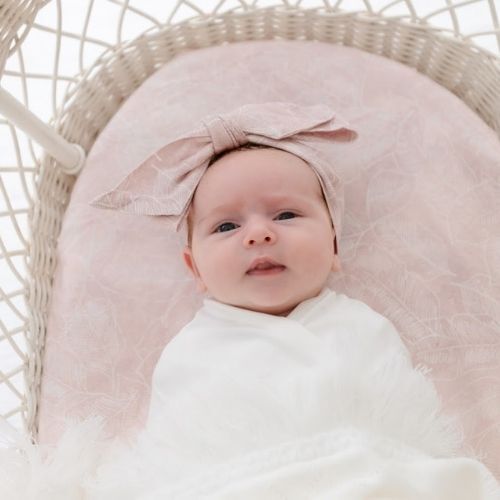 Fitted Jersey Cotton Bassinet Sheet/Change Table Cover - Pink Palm