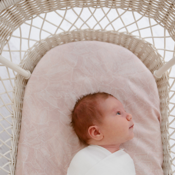 Fitted Jersey Cotton Bassinet Sheet/Change Table Cover - Pink Palm
