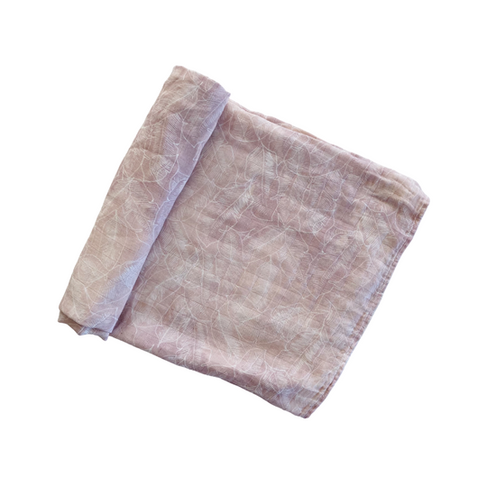 Organic Bamboo Cotton Swaddle - Pink Palm