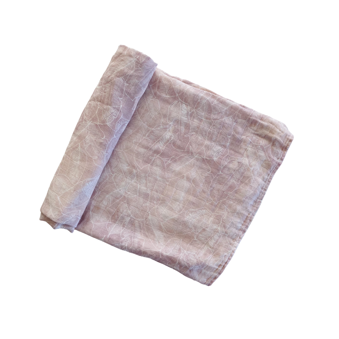 Organic Bamboo Cotton Swaddle - Pink Palm