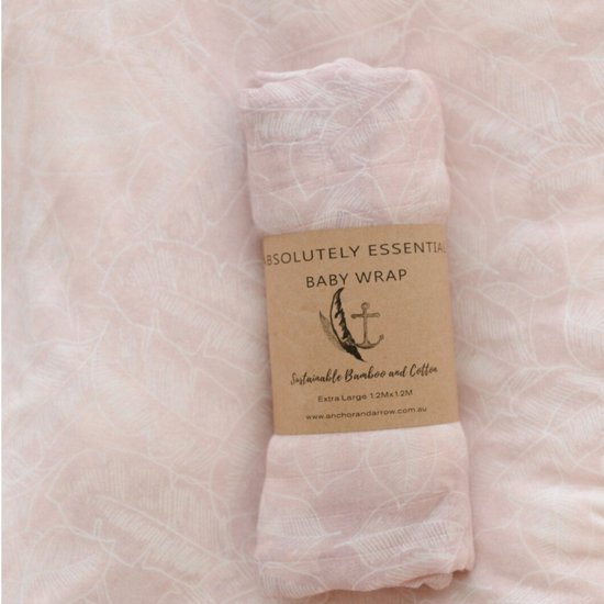 Organic Bamboo Cotton Swaddle - Pink Palm