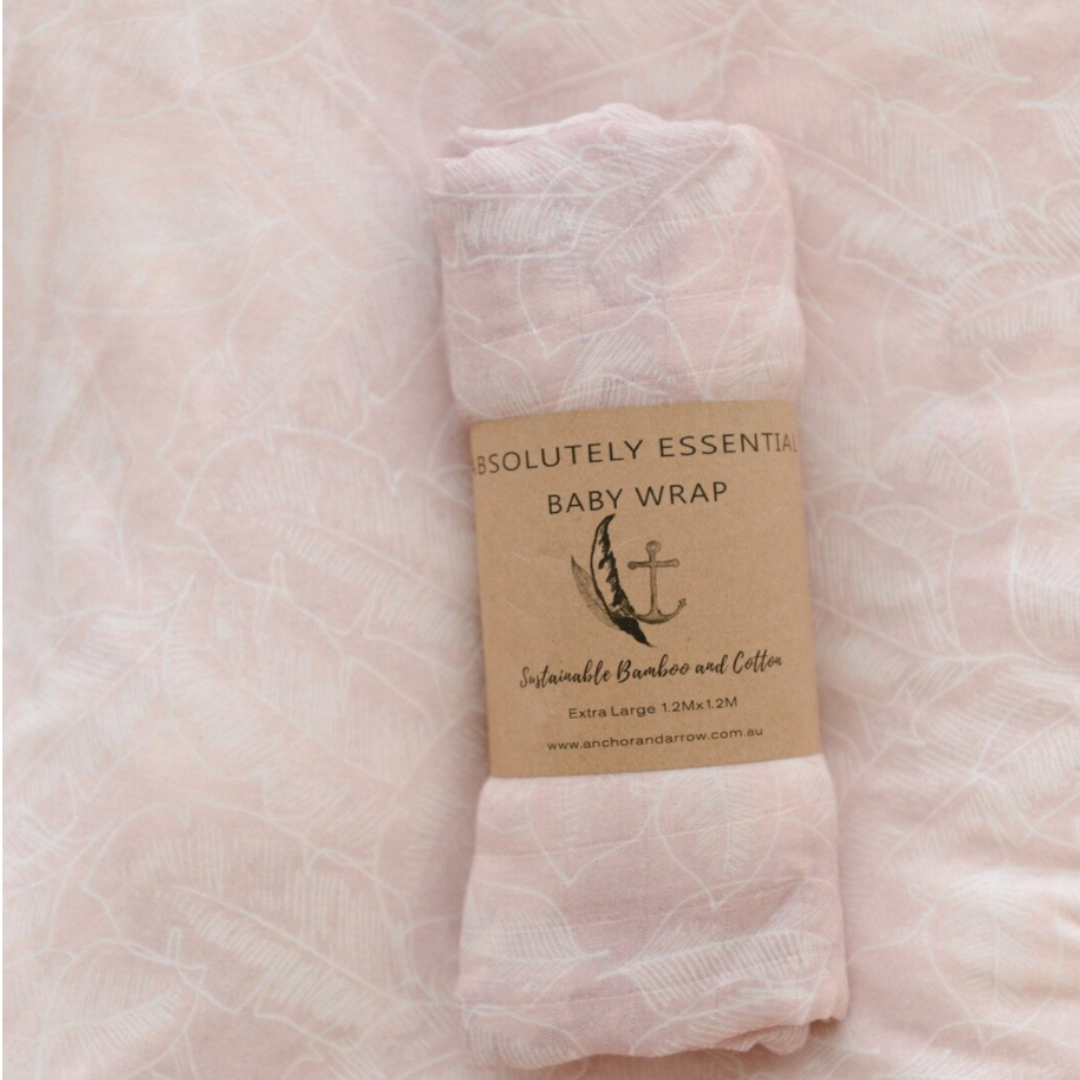 Organic Bamboo Cotton Swaddle - Pink Palm