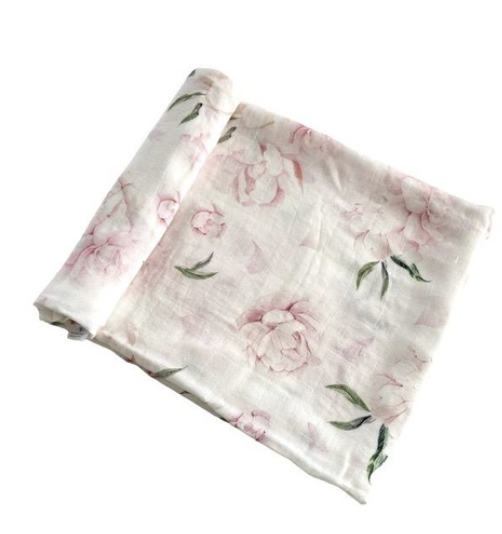 Organic Bamboo Cotton Swaddle - Pretty Peony 
