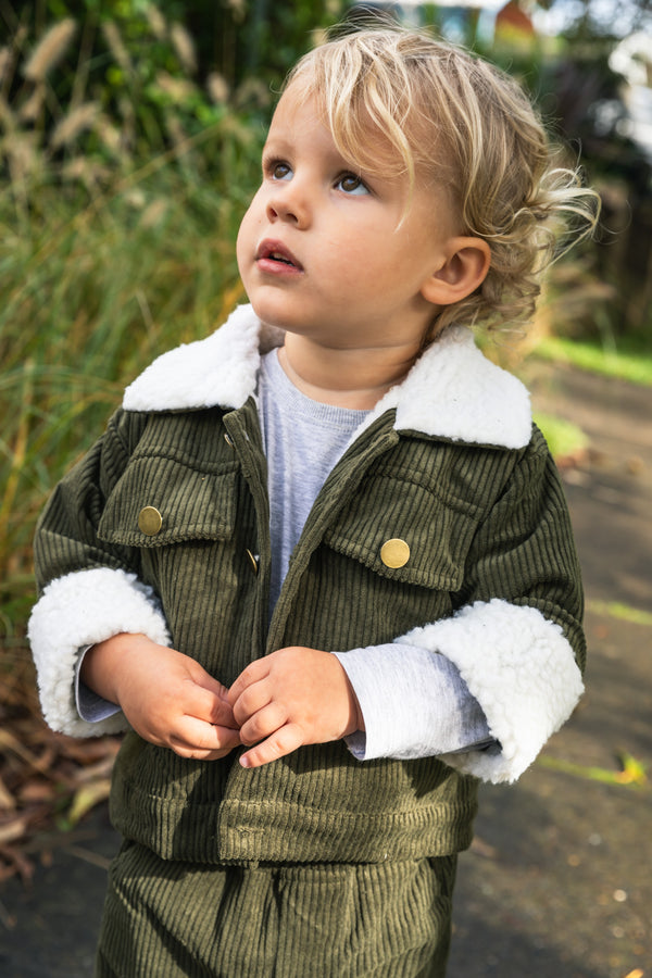 Corduroy Fleece Jacket - Olive