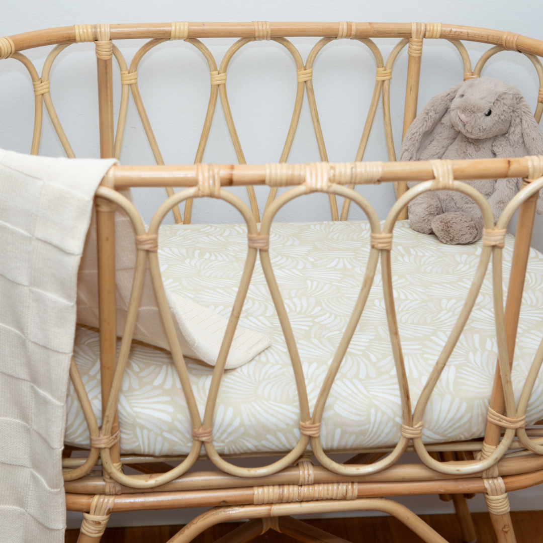 Fitted Jersey Cotton Bassinet Sheet/Change Table Cover - Sandy Shell