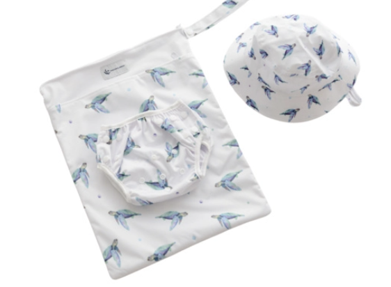 Baby Swim Hat & Wet Bag - Sea Turtles