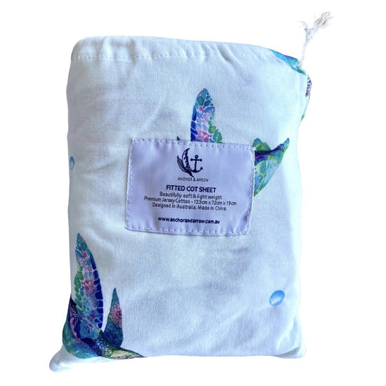 Jersey Cotton Cot Sheet - Sea Turtles