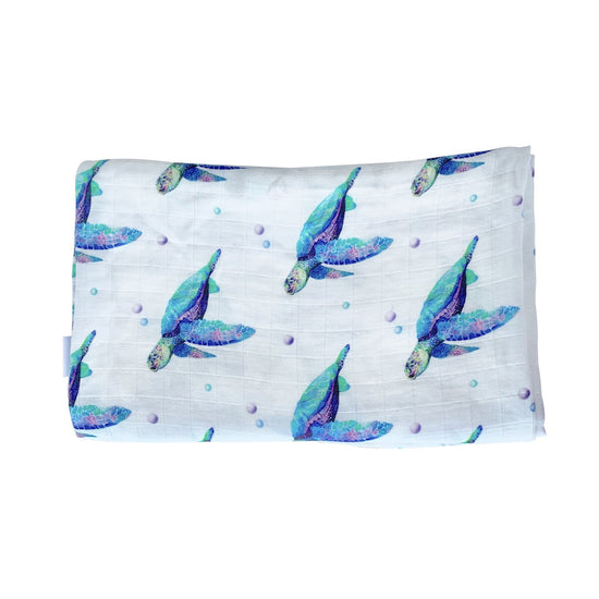 Organic Bamboo Cotton Swaddle - Sea Turtles