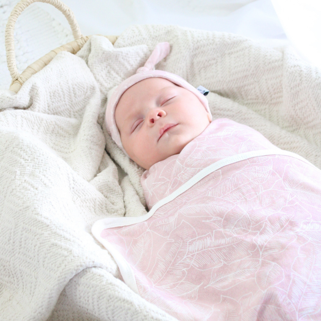 Jersey Swaddle & Beanie - Pink Palm
