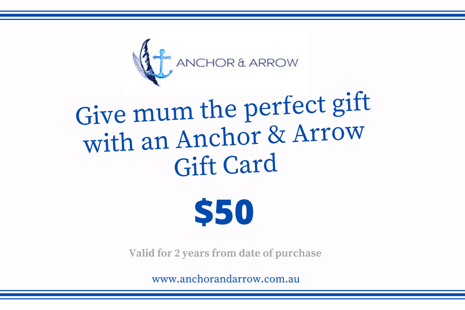 Anchor & Arrow Gift Card - $50-A$50.00